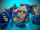 CHESSEX - Dados Poliédricos Lustrous Azurite/Gold - Gamesmart